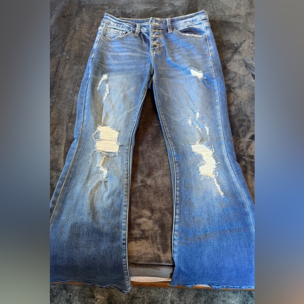 KanCan Distressed Flare Jeans